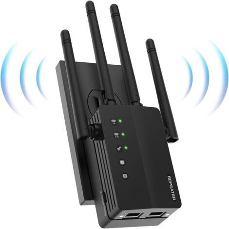 Répéteur WiFi - 1200 Mbps - Double Bande 2,4 GHz et 5 GHz - 4 Antennes Extérieures - 2 Ports Ethernet - Mode AP/WPS - 1 Pièce