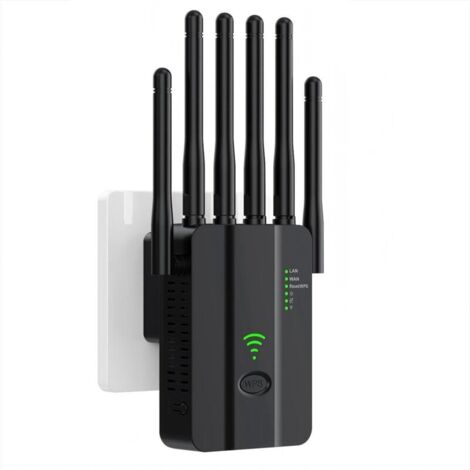 Répéteur WiFi 2.4GHz - Amplificateur 300Mbps avec 6 Antennes, 2 Ports LAN, WPS One-Touch, Intérieur/Extérieur