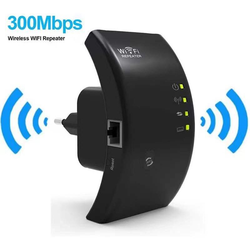 Répéteur WiFi, Amplificateur WiFi Puissant, WiFi Extender N300, WiFi Signal Booster, 1 Port Ethernet, Couvre jusqu'à 200㎡, Facile à Installer,