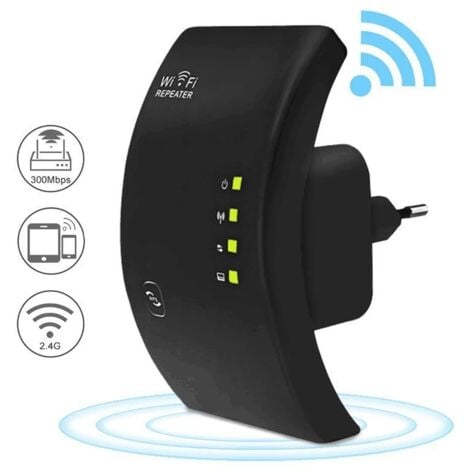 Répéteur WiFi, Amplificateur WiFi Puissant, WiFi Extender N300, WiFi Signal Booster, 1 Port Ethernet, Couvre jusqu'à 200㎡, Facile à Installer, Compatible avec Toutes Les Box Internet，OUYLAF