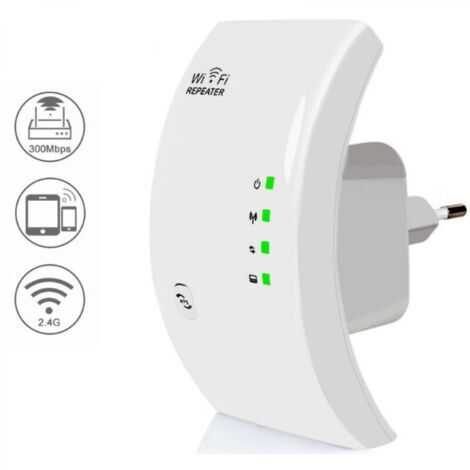 Répéteur WiFi, Amplificateur WiFi Puissant, WiFi Extender N300, WiFi Signal Booster, 1 Port Ethernet, Couvre jusqu'à 200㎡,Compatible avec Toutes Les Box Internet-Blanc