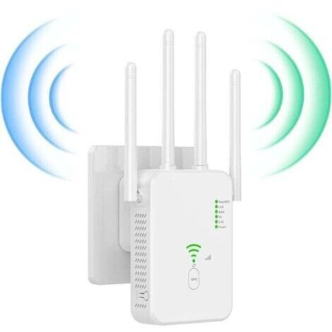 Répéteur WiFi Exterieur, 2025 Nouveau Amplificateur WiFi 1200Mbps, Répéteur WiFi Puissant sans Fil Double Bande 5GHz & 2.4GHz WiFi Extender, Compatible avec Toutes Les Box Internet Ethernet Port