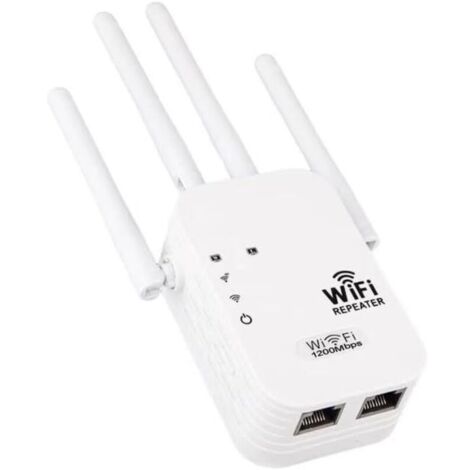 Répéteur WiFi Puissant 1200Mbps Amplificateur WiFi Puissant Double Bande 5GHz & 2.4GHz, WiFi Extender avec WPS & 4 Mode,Jusqu'à 120㎡, Compatible avec Toutes Les Box Internet