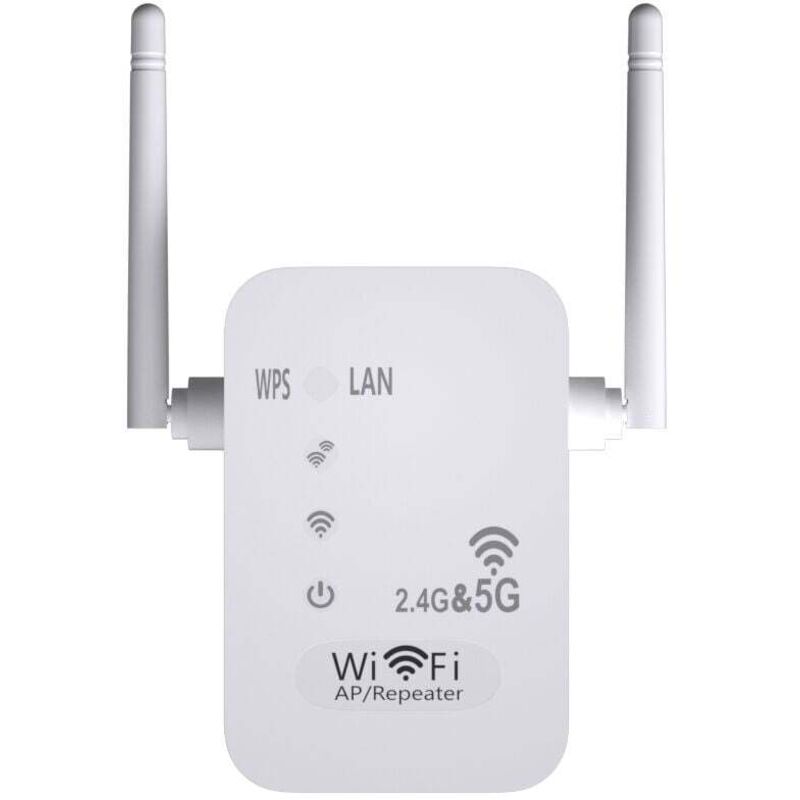 Repeteur WiFi sans fil 5G + 2.4G 1200 Mbps Dual Antenna Amplificateur de signal extension longue portee.. Debuns