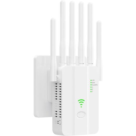 Repetidor Wi-Fi de banda única de 2,4 GHz - 300 Mbps, 6 antenas, 2 puertos LAN Gigabit, WPS con un clic - Blanco, para interiores y exteriores