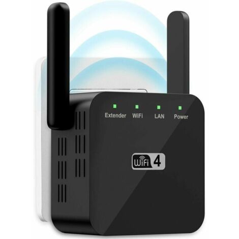 Repetidor WiFi 2.4G 300Mbps, 1 puerto RJ45, amplificador de señal de internet inalámbrico, color negro