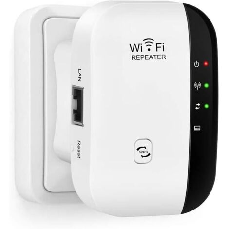 Repetidor WiFi, amplificador de señal de red inalámbrica de 300 Mbps 2,4 GHz con funciones AP/RP y WPS, compatible con todas las cajas de internet