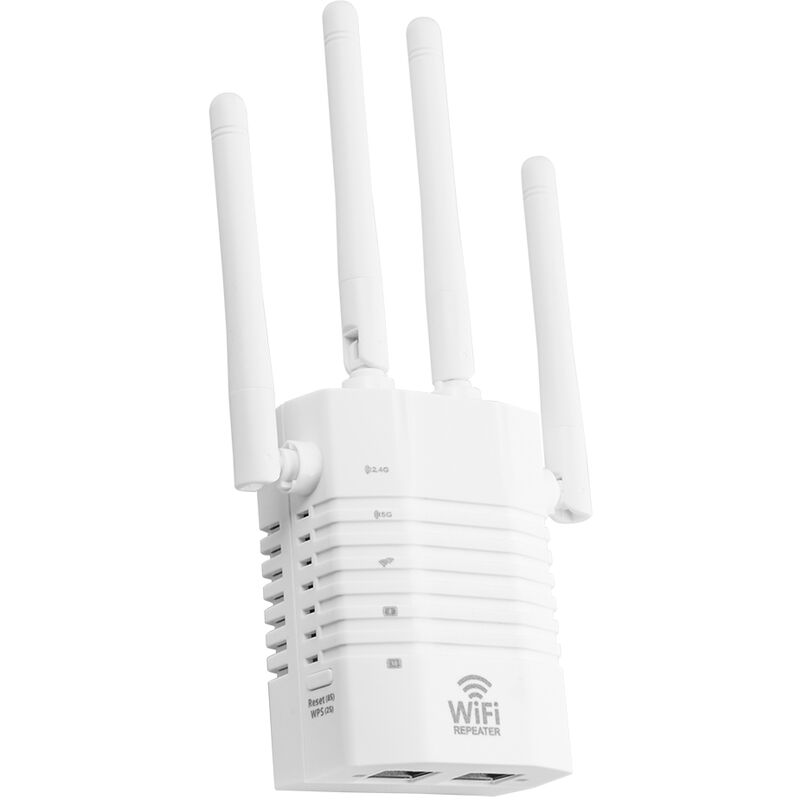 

Repetidor WiFi de 1200 Mbps Amplificador de señal WiFi 2,4 GHz 5 GHz Amplificador de señal inalámbrica de doble frecuencia con 4 antenas enchufe