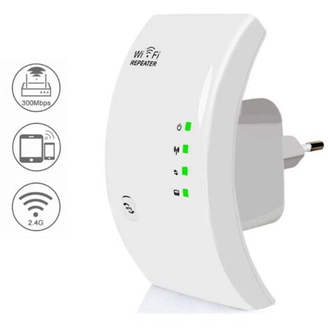 Repetidor WiFi Ulisem, Potente Amplificador WiFi, Extensor WiFi N300, Amplificador de Señal WiFi, 1 Puerto Ethernet, Cobertura de hasta 200 m², Compatible con Todas las Cajas de Internet - Blanco