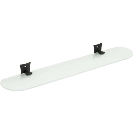 Repisa para baño rectangular 56 cm vidrio satinado y acero antracita mod. Rebecca