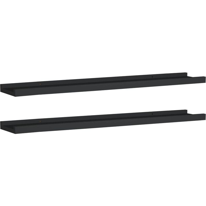 

vidaXL Repisa para Marcos de Fotos 2 Unidades MDF Negro 80x9x3 cm - Negro