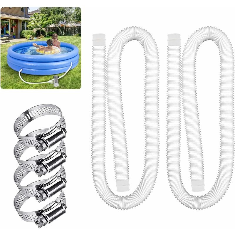 Replacement Pool Hose 1.25 Diameter For Above Ground Pools, Swimming Pool With Wire Clamp For