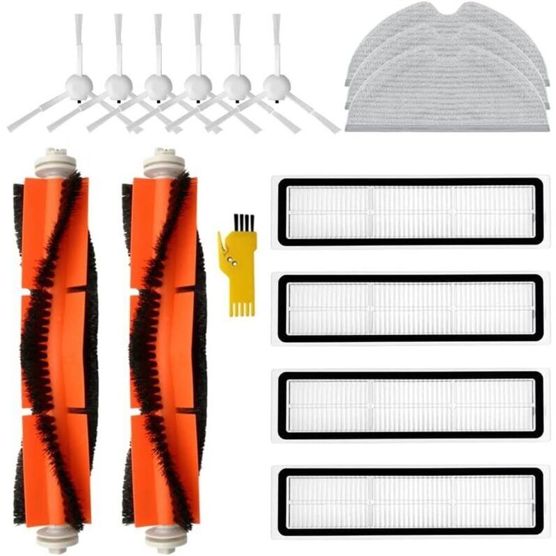 Replacement Accessory Kit for Dreame D9, Dreame D9 Max, and Dreame L10 Pro Robot Vacuum Cleaners: 15 Packs - 2 Main Brushes, 4 Filters, 6 Side