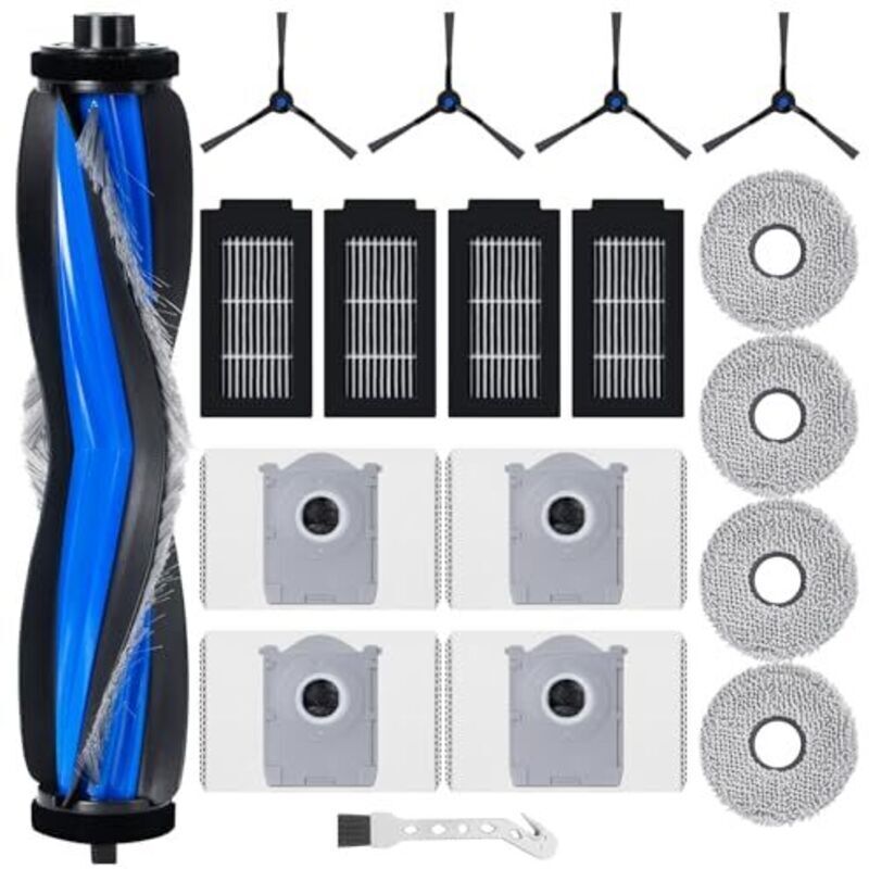 Replacement accessory kit for Ecovacs Deebot T50 Omni / T50 Pro Omni robot vacuum cleaner: 1 roller brush, 4 filters, 4 cleaning cloths, 4 dust bags,