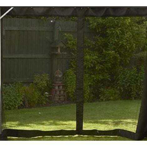 Replacement Black Mosquito Curtains Set For Polycarbonate Gazebo 3 x 3m