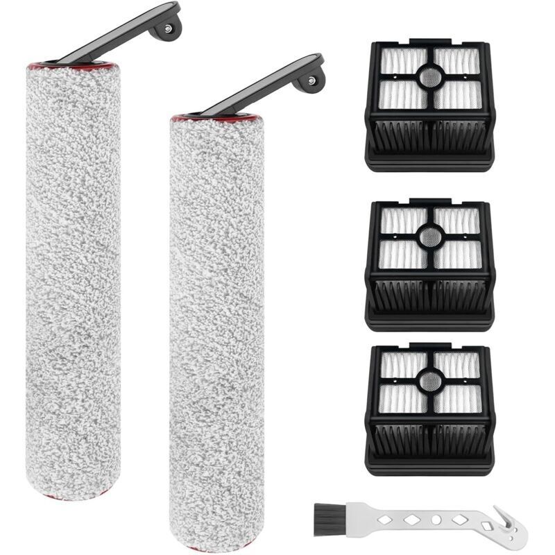 Replacement brush roll and HEPA filter for Dreame H12 Pro, H12 Dual cordless wet and dry vacuum cleaner, 2 brush rolls + 3 HEPA filters + 1 cleaning