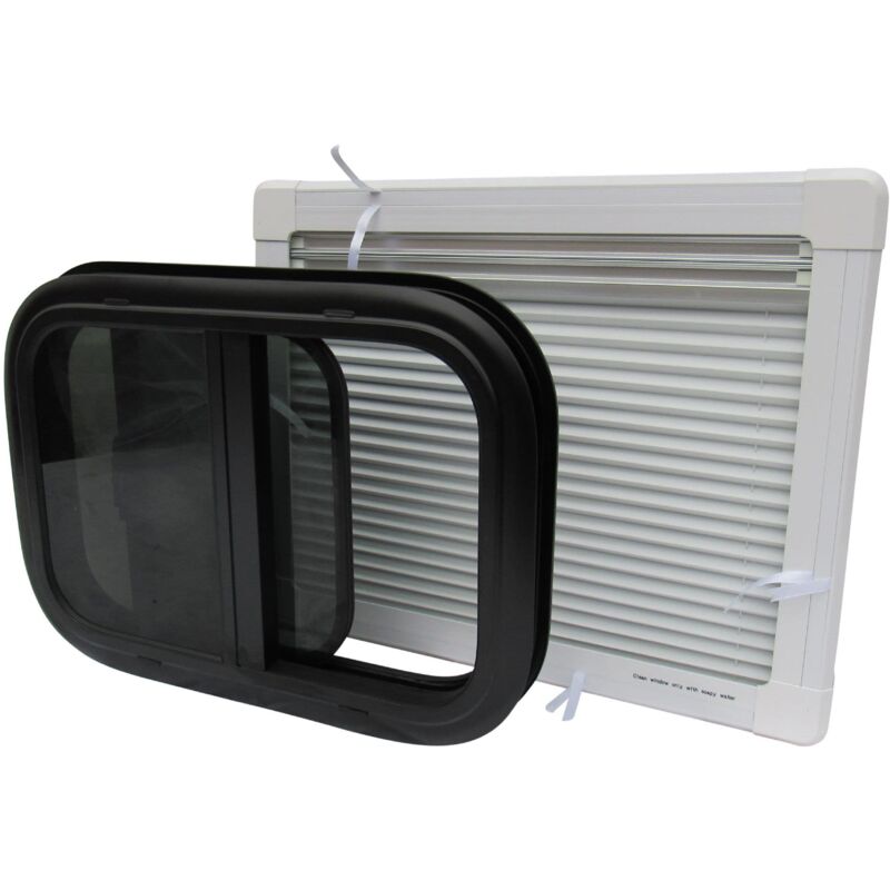 Securefix Direct - Replacement Caravan Window with Blind 600 x 350mm (Campervan Motorhome rv Horsebox Sliding)