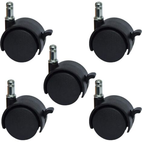 Replacement casters for office chairs or stools, 5.1 cm - with brake (pack of 5)