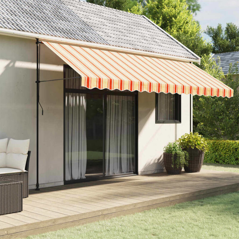 Replacement Fabric For Awning Valance Yellow And Orange Stripe 4.5 M Vidaxl