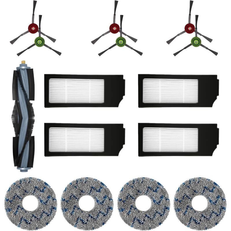 Replacement Filter, Brush, Cloth Accessory Set for Ecovacs DEEBOT T20 Omni T10 Omni DEEBOT X1 Omni X1 Turbo X1 Plus Robot Vacuum Cleaner (15 Pieces)