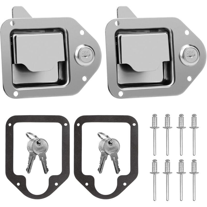 Replacement latch for truck toolbox, stainless steel replacement handle with key for truck, camper, trailer, UTV, ATV (pack of 2)