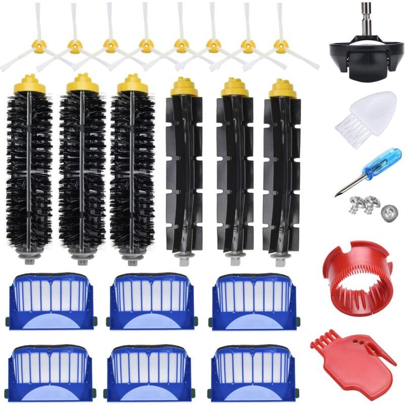 Kit brosse pour Roomba série 600 - Kit de 23 pièces accessoires (Brosses Latérale, filtres, brosse de Cerda et etc..) pour aspirateur robot.