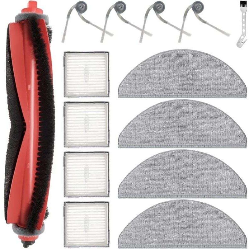 Replacement parts for Roborock Q10 X5 / Q10 X5+ robot vacuum cleaner: Accessories include 1 main brush, 4 mop pads, 4 filters, and 4 side brushes.