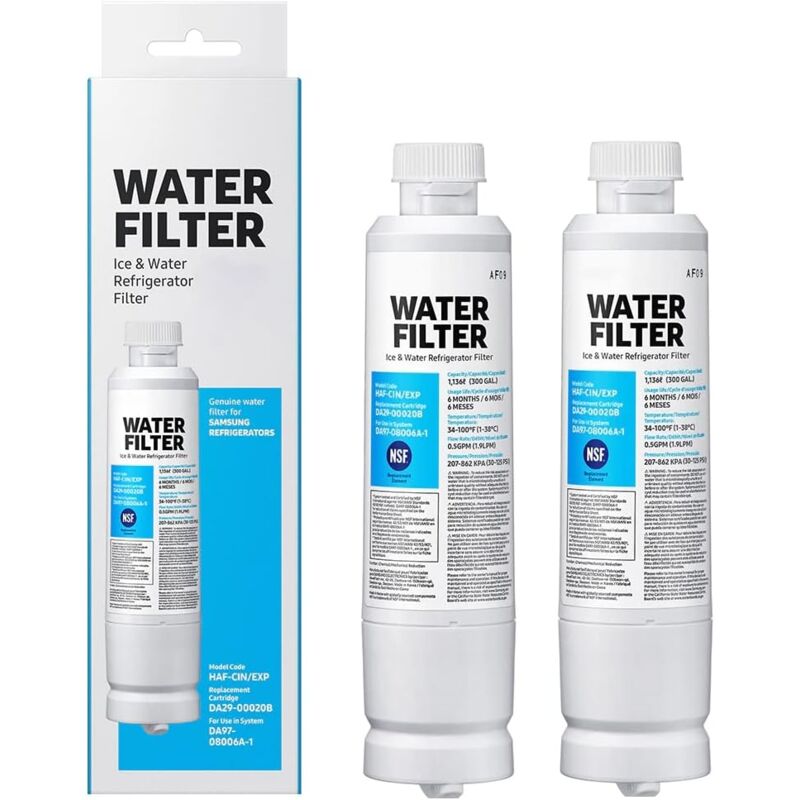 Rqiurpn - Replacement Refrigerator Water Filter, Compatible with Samsung DA29-00020B, DA97-08006A-1, haf-cin/exp, 2 Pack