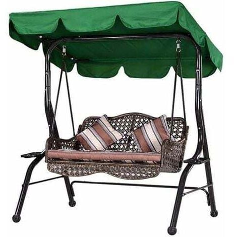 Replacement Roof for Garden Swing Waterproof 210D Swing Roof Canopy for Swing Replacement Sun Shade for Garden Swing Anti-UV (Green, 195x125x15cm)-three seater