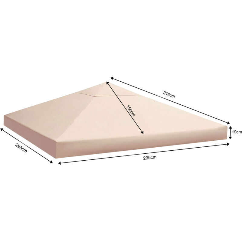 Ersatzdach Pavillon Roma 3x3m Sand Ersatzplane Bezug Polyester PVC 260g 295x295