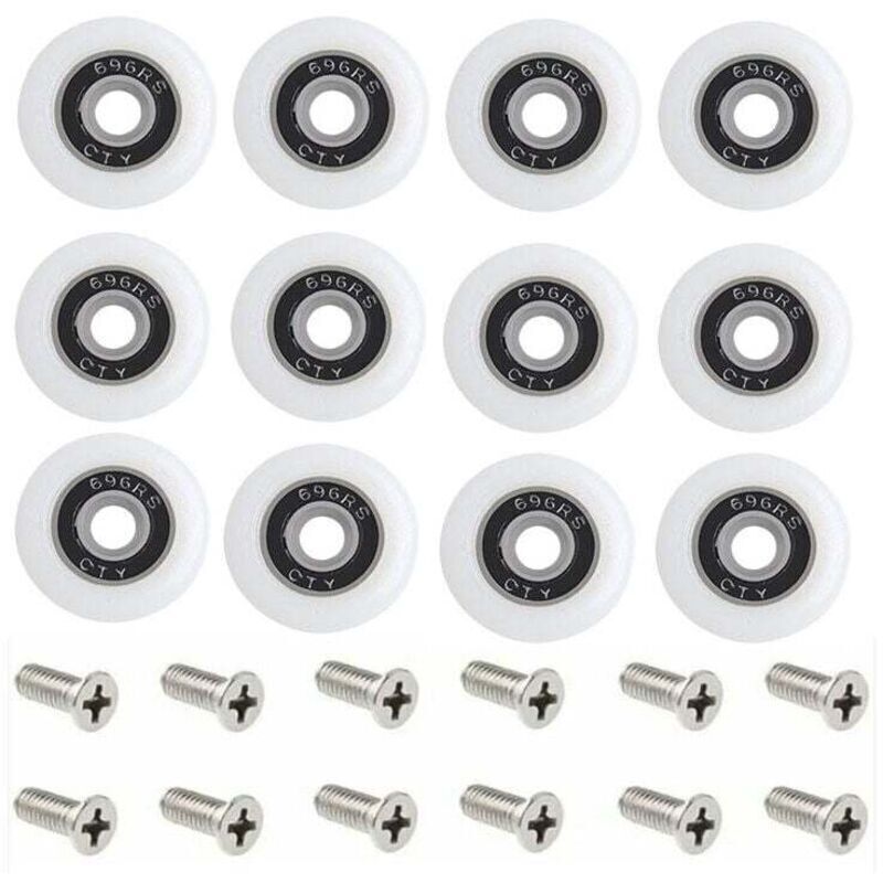 Replacement shower door rollers, set of 1 with screws, 23 mm diameter, Starlight pattern.