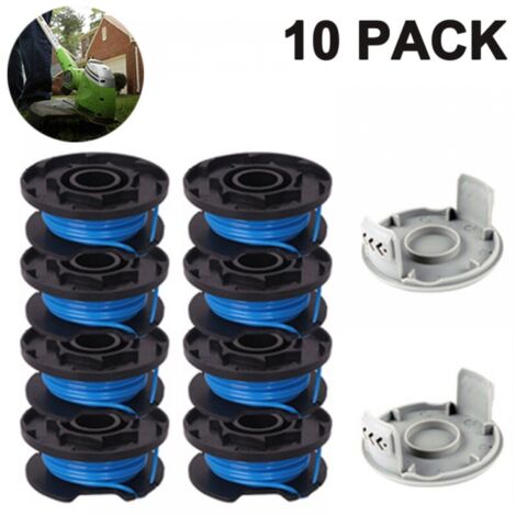 Replacement Trimmer Spool Line Includes 2 Trimmer Caps Compatible with Ryobi One+ AC14RL3A 18V, 24V, 40V Cordless Trimmers, 8+2 PACK