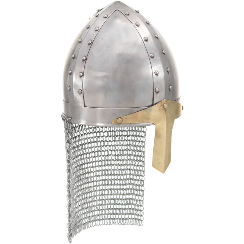 

Réplica casco de caballero cruzado antiguo LARP acero plateado