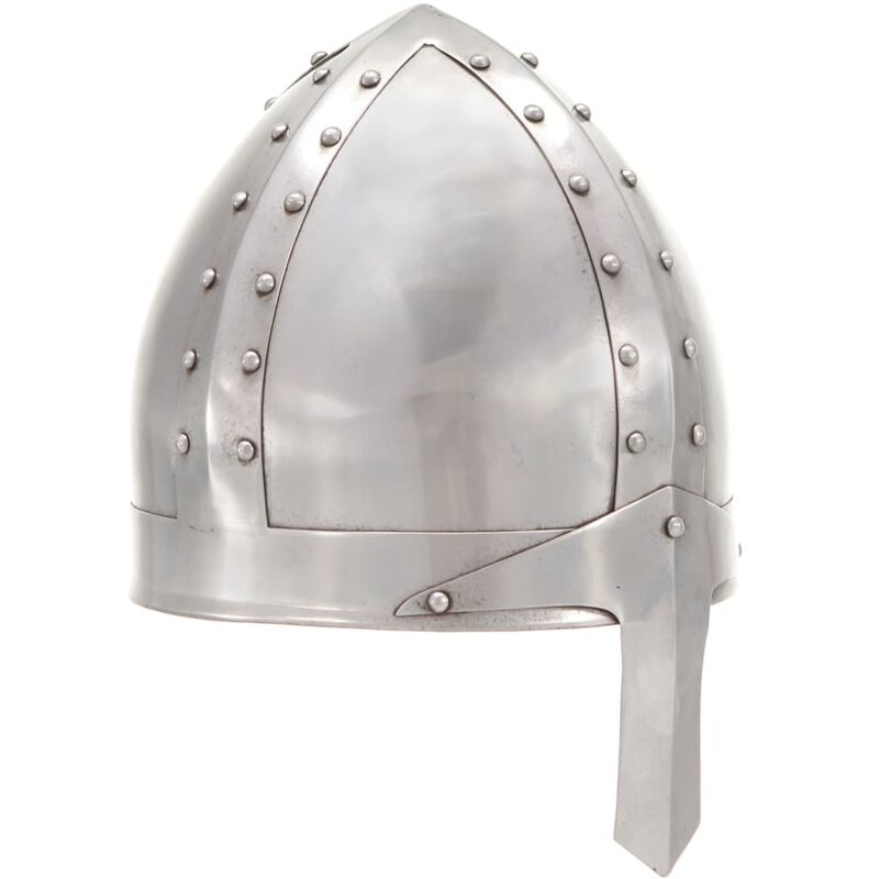 

Replica de casco de caballero medieval antiguo LARP acero plata
