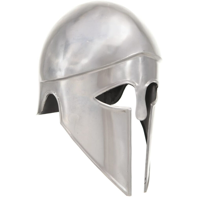 

Replica de casco de guerrero griego rol en vivo acero plateado