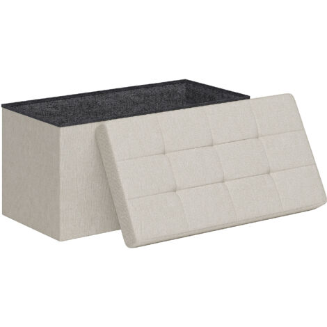 Repos rangement banc pliant 84 l, 76x38x38 cm, rembourré coffre linge synthétique