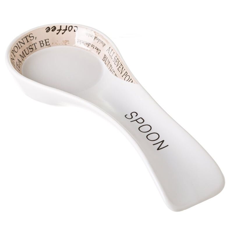 

Reposa cucharas de stoneware blanco nórdico de 8x23 cm