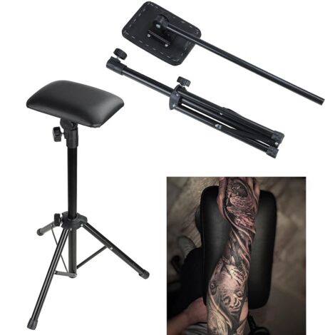 Reposabrazos ajustable para tatuajes - Diseño ergonómico, altura ajustable, reposabrazos de piel portátil y plegable - Suministros y accesorios esenciales para tatuajes