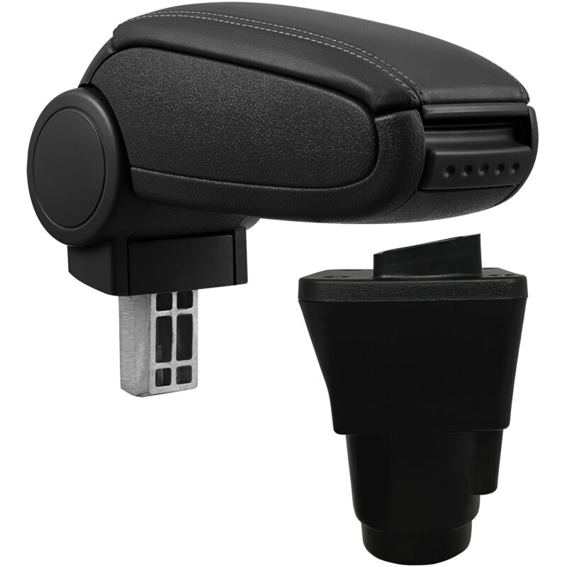 

Reposabrazos central para Dacia Duster II (a partir de 2018) - apoyabrazos con compartimento - tapizado - polipiel - negro con costuras de color negro