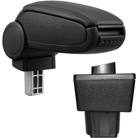 Reposabrazos central para Škoda Yeti, Modelo 1 a partir de 2009 tapizado - polipiel - negro con costuras de color negro [pro.tec]