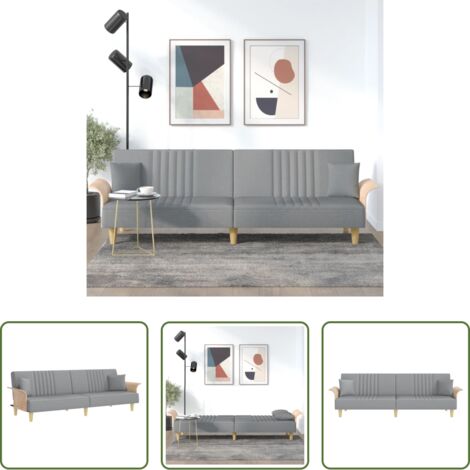 Reposabrazos -  Sofá cama con reposabrazos tela gris claro