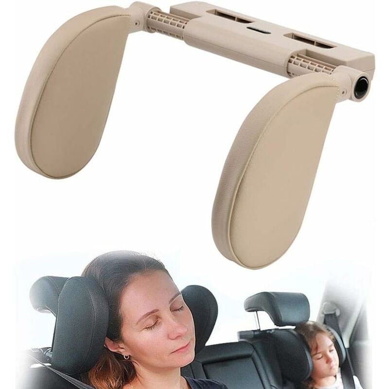 

Reposacabezas de coche para niños adultos, soporte para el cuello de almohada ajustable para asiento de coche (beige)