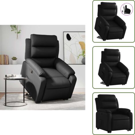 Reposapiés ajustable - vidaXL Sillón reclinable elevable cuero artificial negro - Asiento cómodo