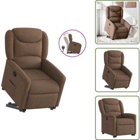 Reposapiés ajustable - vidaXL Sillón reclinable elevable de tela marrón - Asiento cómodo