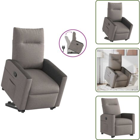 Reposapiés ajustable - vidaXL Sillón reclinable elevable tela gris taupe - Respaldo reclinable