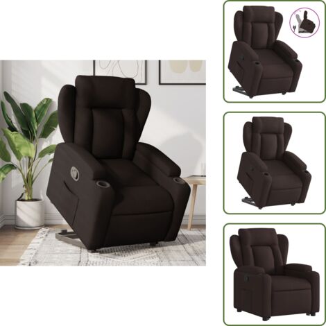 Reposapiés ajustable - vidaXL Sillón reclinable elevable tela marrón oscuro - Asiento cómodo