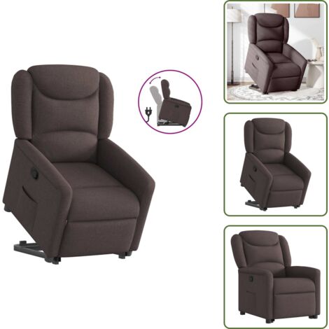 Reposapiés ajustable - vidaXL Sillón reclinable elevable tela marrón oscuro - Asiento cómodo