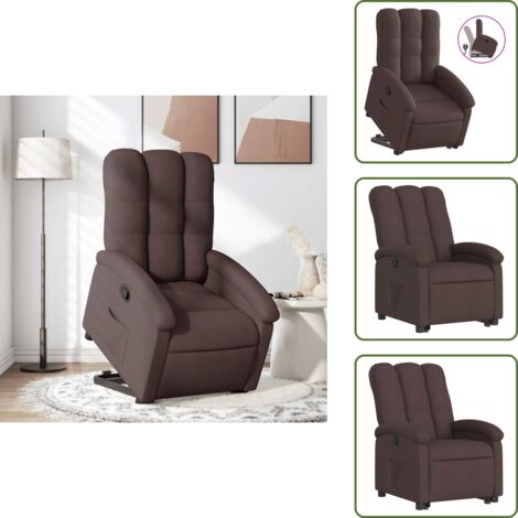 Reposapiés ajustable - vidaXL Sillón reclinable elevable tela marrón oscuro - Respaldo cómodo