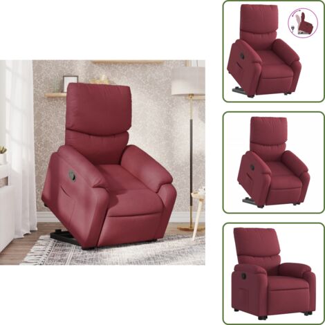 Reposapiés ajustable - vidaXL Sillón reclinable elevable tela rojo tinto - Asiento cómodo