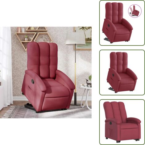 Reposapiés ajustable - vidaXL Sillón reclinable elevable tela rojo tinto - Asiento cómodo